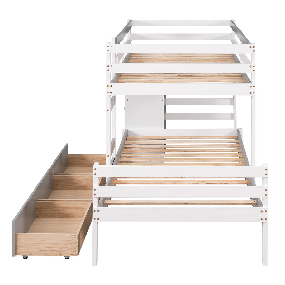 Twin over Twin Loft Bunk Bed with Drawers and Ladder