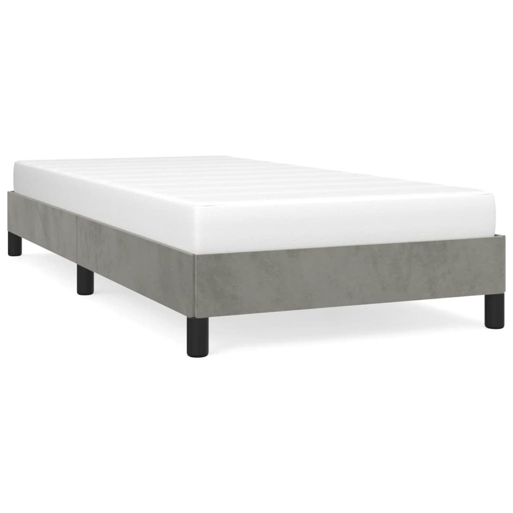 Bed Frame Light Gray 39.4"x74.8" Twin Velvet