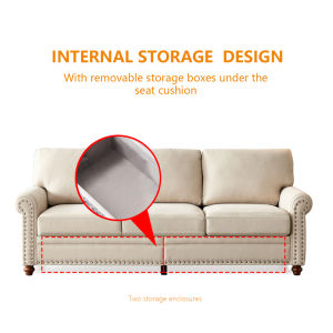 Linen Fabric Upholstery with Storage Sofa Sectional