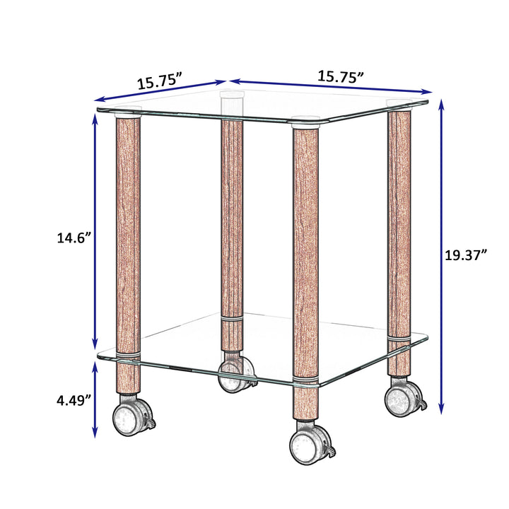 1-Piece 2-Tier Space End Table with Storage Shelves