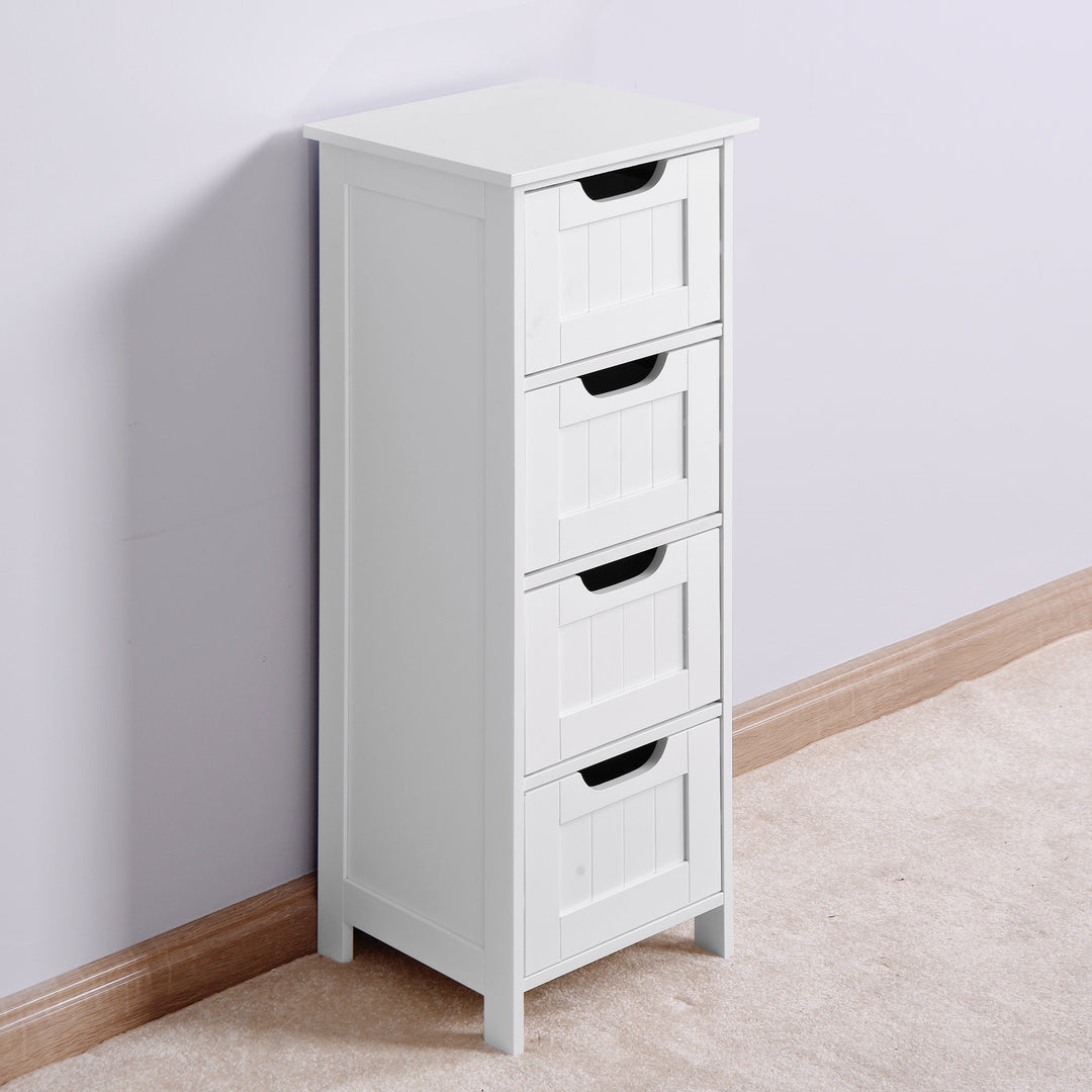 White Bathroom Storage Cabinet, Freestanding Cabinet with Drawers