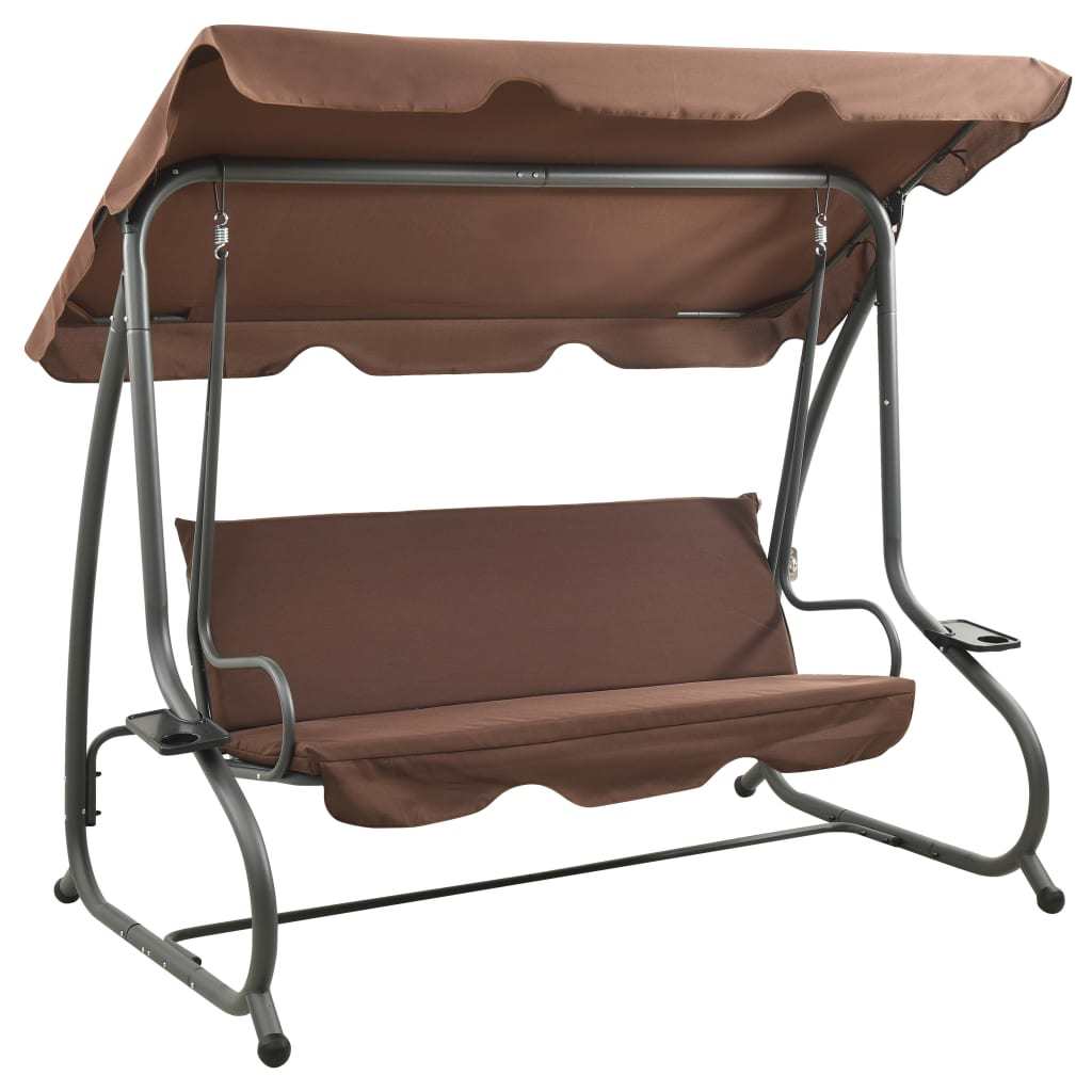 Outdoor Swing Bench with Canopy, Coffee