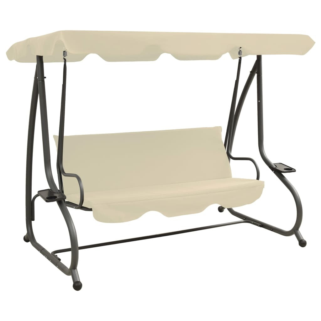 Outdoor Swing Bench with Canopy Sand White