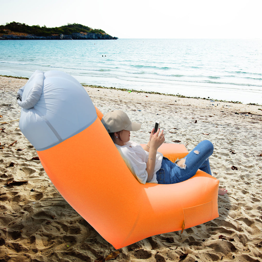 Inflatable Lounger Air Sofa Chair Couch with Portable Organizing Bag Waterproof Anti Leaking for Backyard Lakeside Beach Traveling Camping Picnics