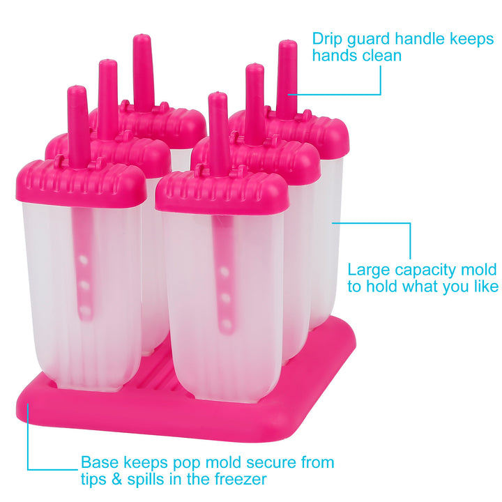 6Pcs Popsicle Molds Reusable Ice Cream DIY Ice Pop Maker Ice Bar Maker Plastic Popsicle Mold For Homemade Iced Snacks