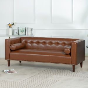 78.74" Wooden Decorated Arm 3 Seater Sofa