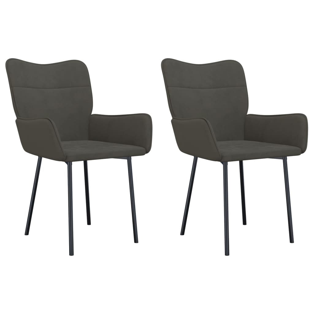 Dining Chairs 2 pcs Dark Gray Velvet