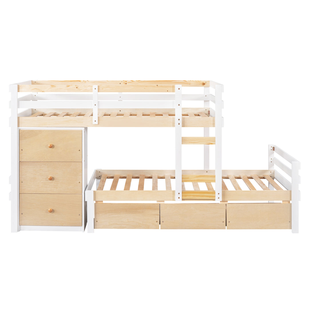 Twin over Twin Loft Bunk Bed with Drawers and Ladder