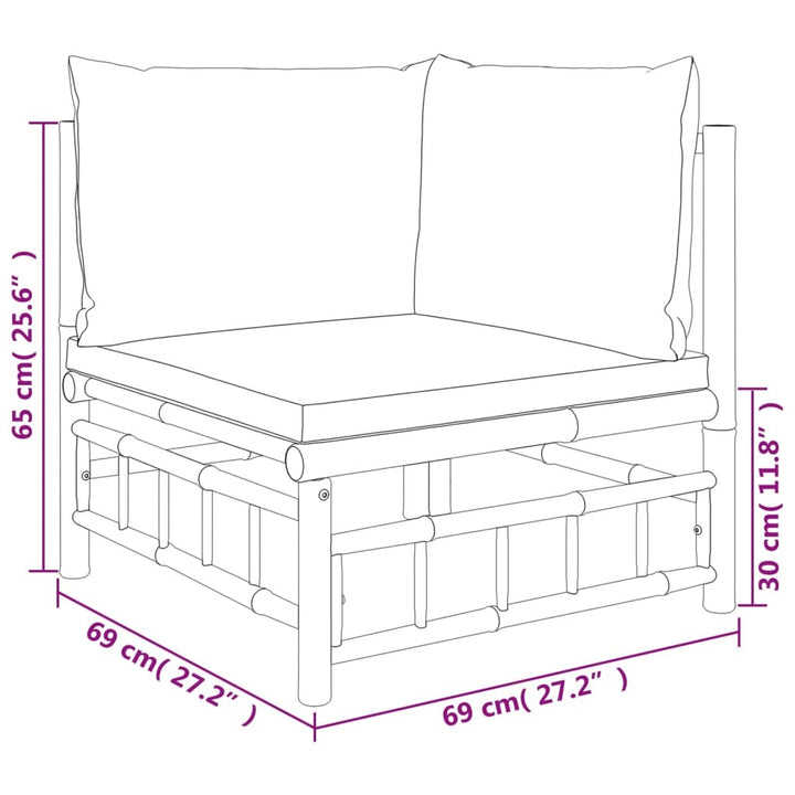 6 Piece Patio Lounge Set with Dark Gray Cushions Bamboo