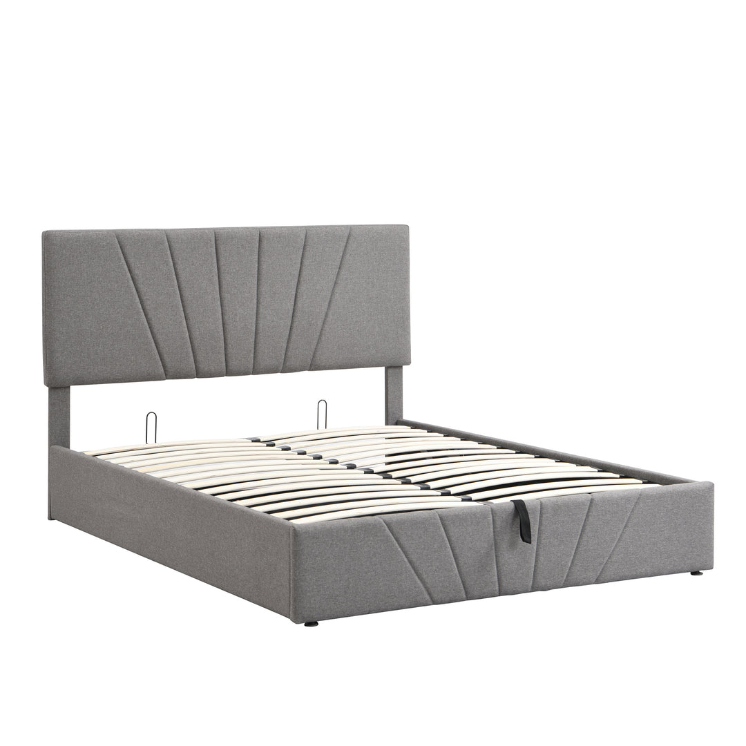 Queen size Upholstered Platform bed with a Hydraulic Storage System