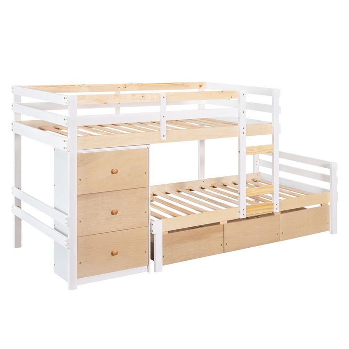 Twin over Twin Loft Bunk Bed with Drawers and Ladder