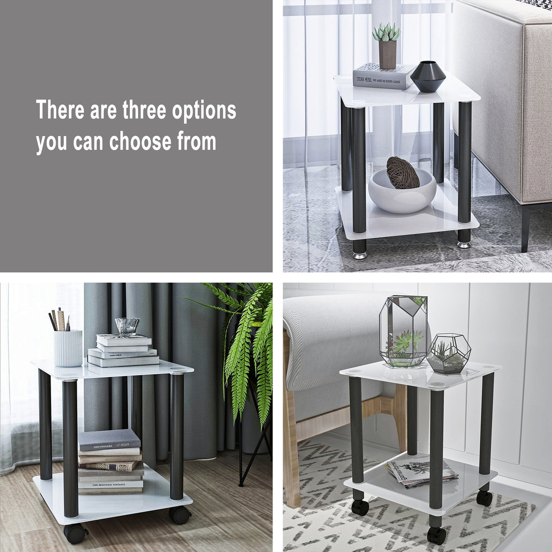 1-Piece 2-Tier Space End Table with Storage Shelves