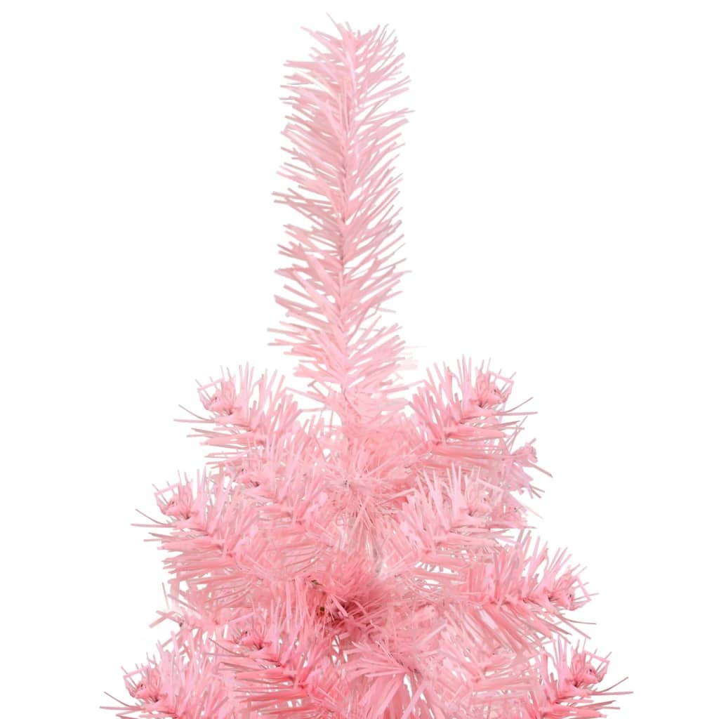 Slim Artificial Half Christmas Tree with Stand Pink 70.9"