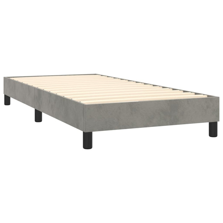 Box Spring Bed Frame Light Gray 39.4"x74.8" Twin Velvet