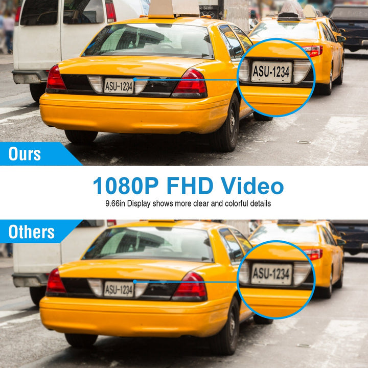 FHD 1080P Car DVR Dash Camera 9.66In Vehicle Driving Recorder with G Sensor Parking Monitoring Seamless Recording