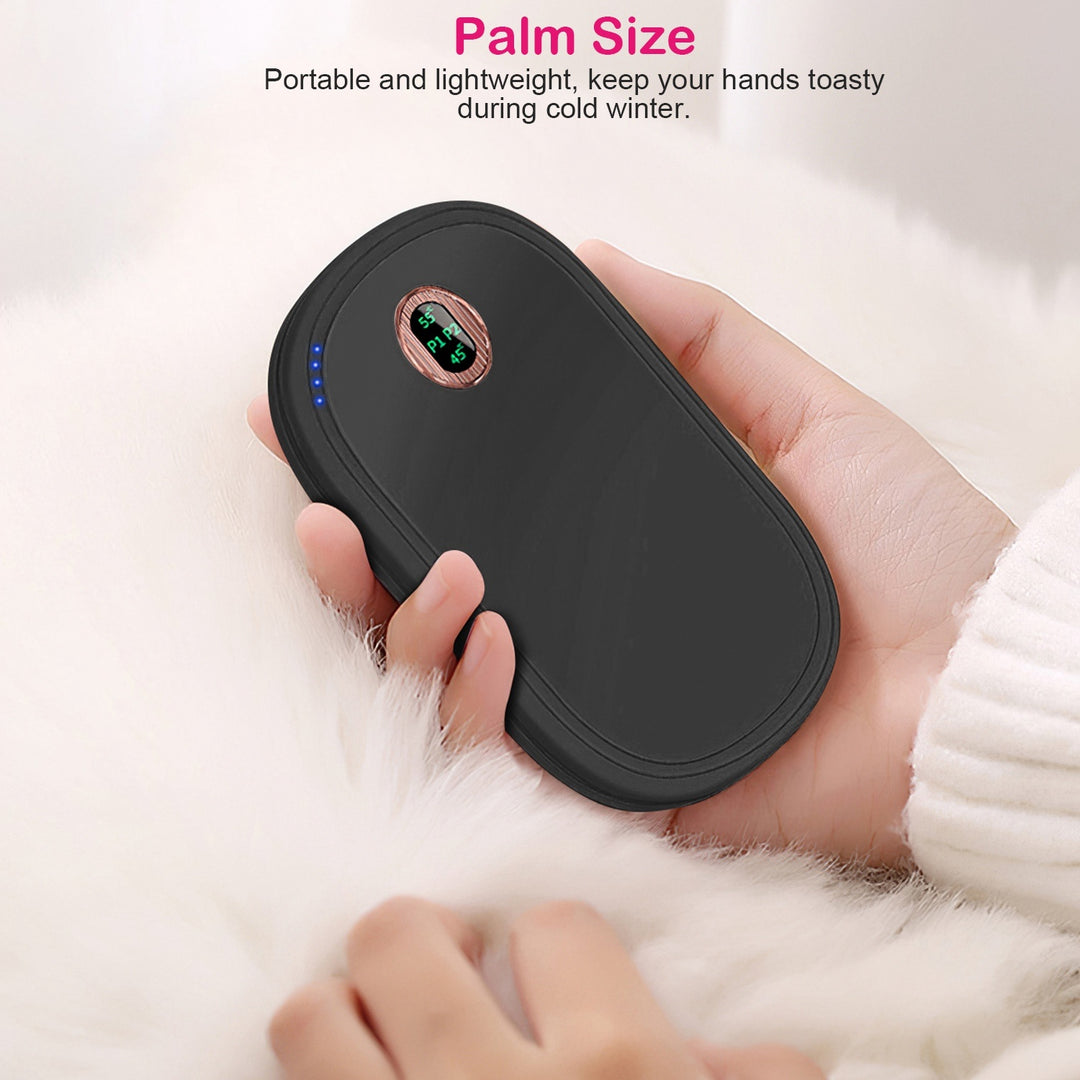 Rechargeable Hand Warmer Electric Hand Heater Portable Reusable Pocket Warmer Power Bank with Digital Display 2 Levels Double-sided Heating