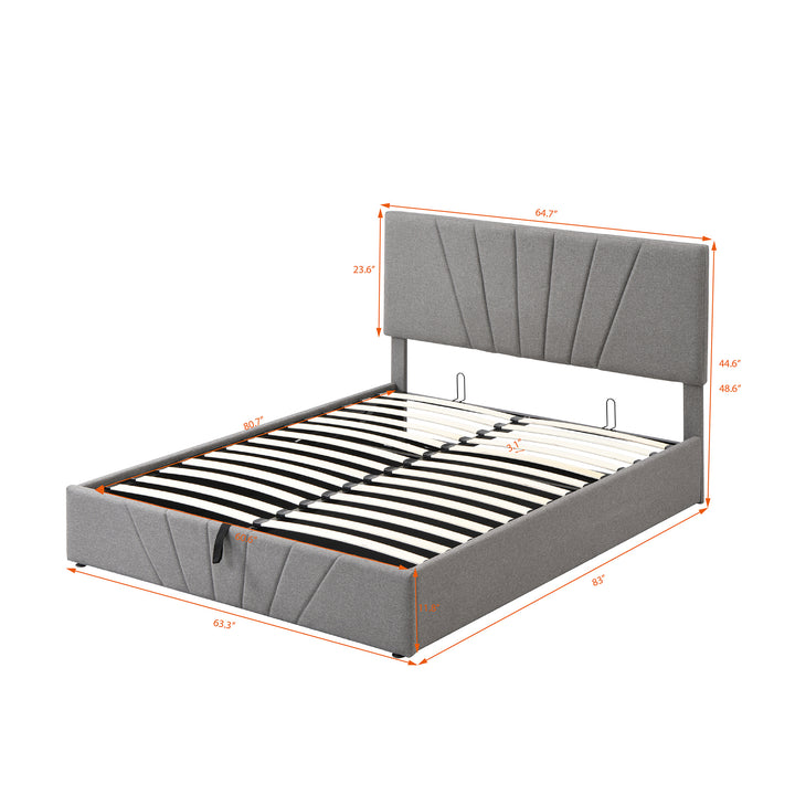 Queen size Upholstered Platform bed with a Hydraulic Storage System