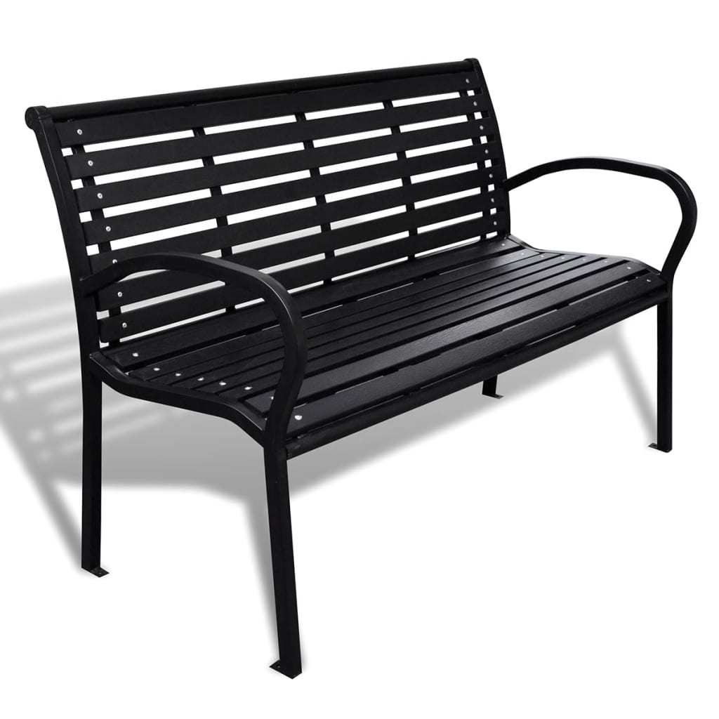 Garden Bench 49.2' Steel and WPC Black