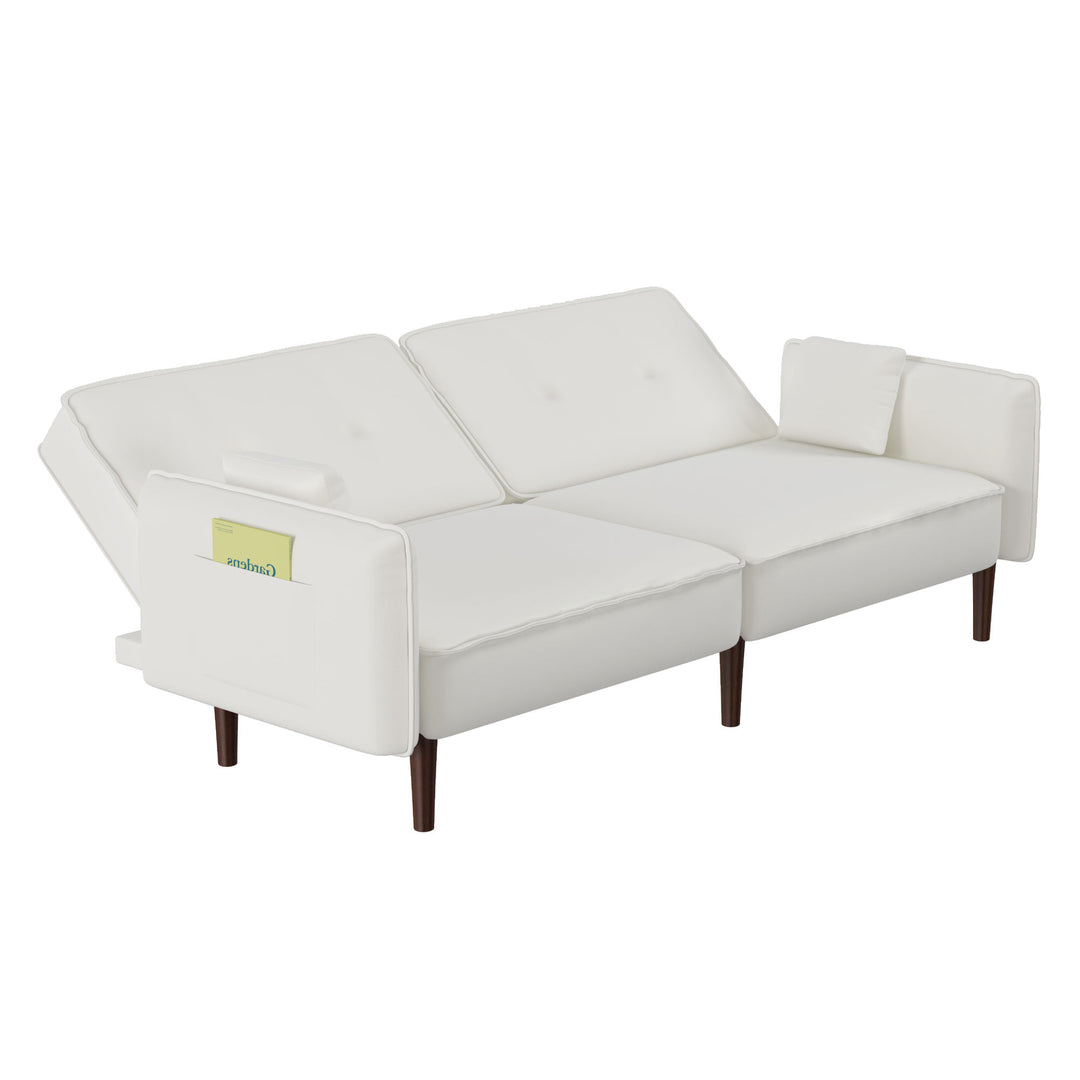 Convertible Sofa Bed with Wood Legs in Cotton Linen Fabric