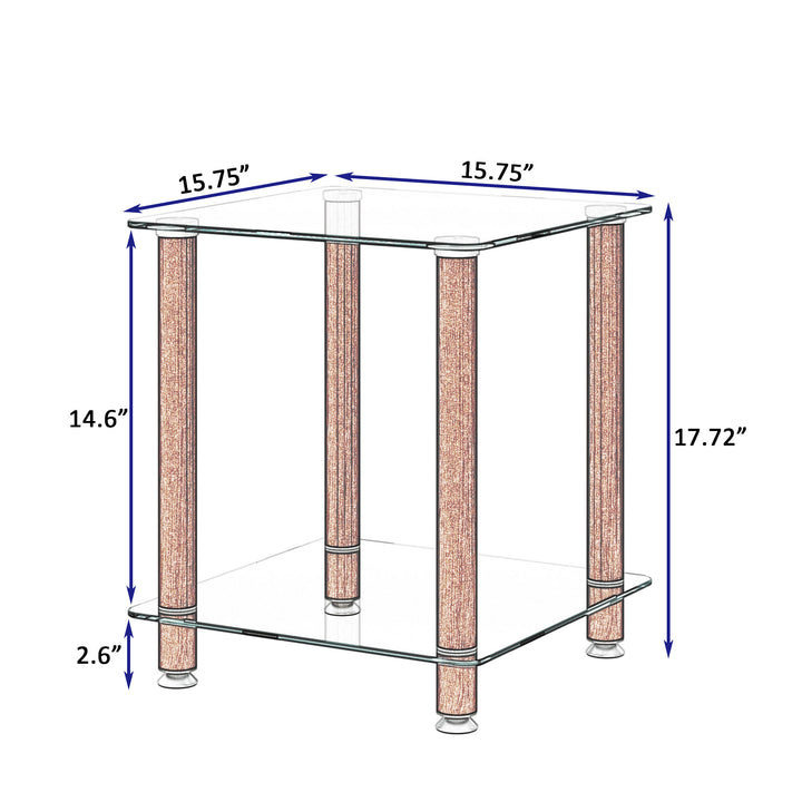 1-Piece 2-Tier Space End Table with Storage Shelves