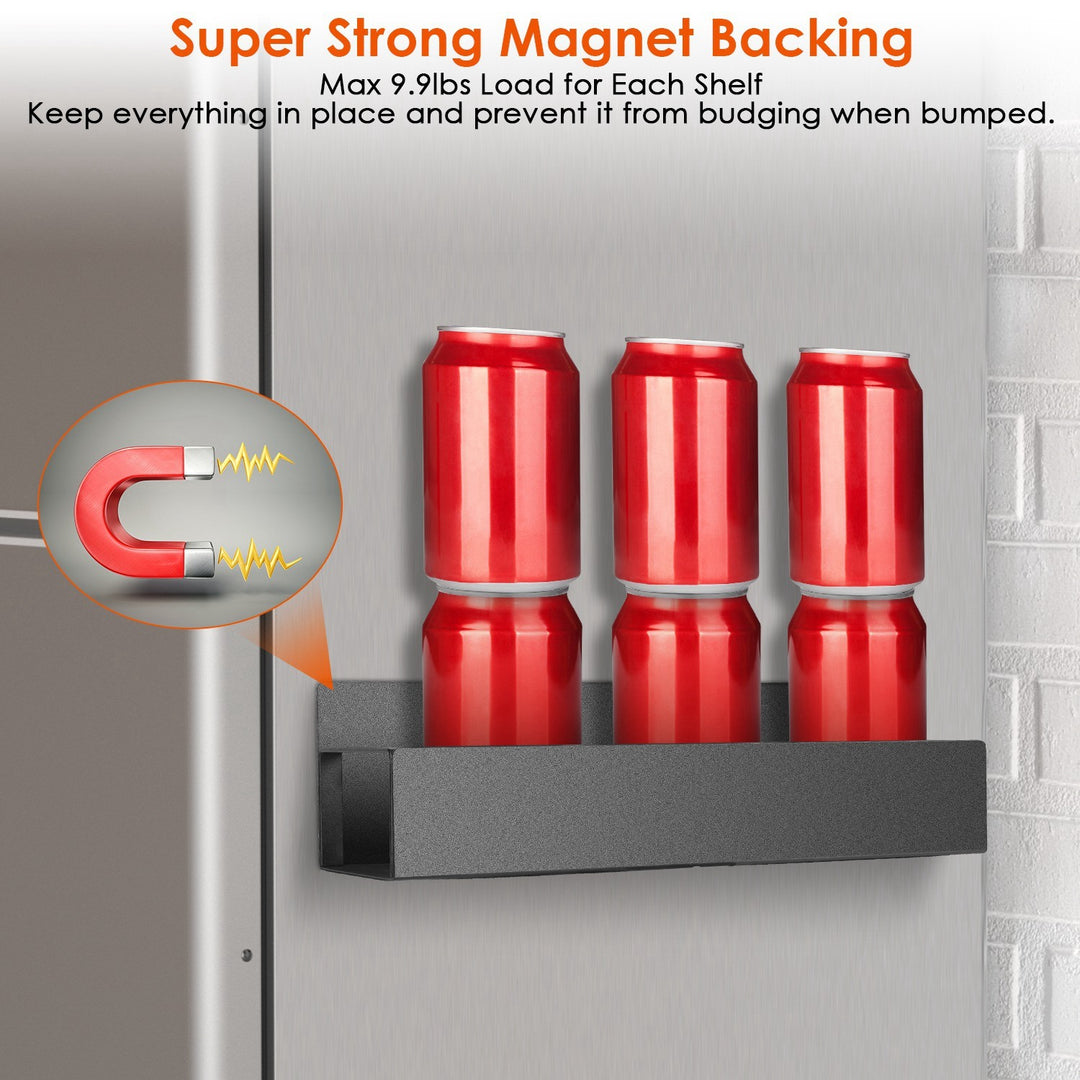 4Pcs Spice Rack Strong Magnetic Seasoning Storage Shelf with 8 Removable Hooks for Refrigerator Microwave Spice Storage Holder