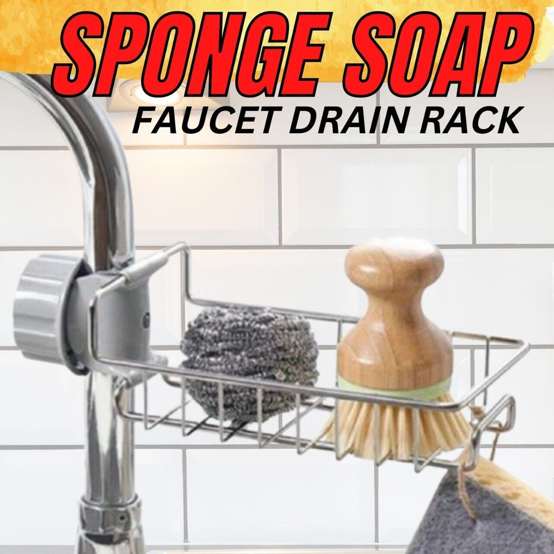 Drain Rack Storage Holder Shelf Kitchen Sink Faucet Sponge Soap Cloth Rack Mount