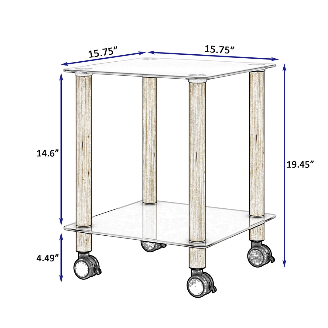 1-Piece 2-Tier Space End Table with Storage Shelves