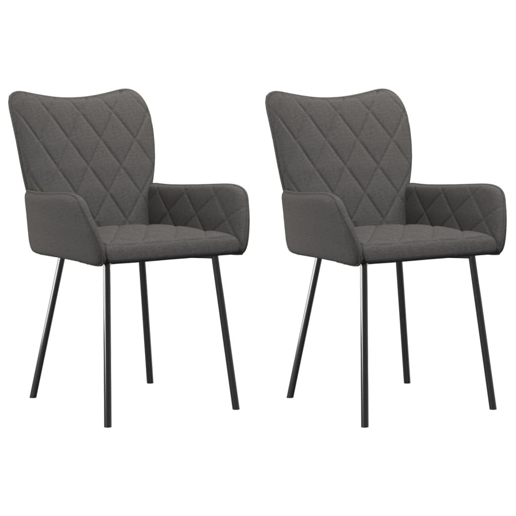 Dining Chairs 2 pcs Dark Gray Fabric