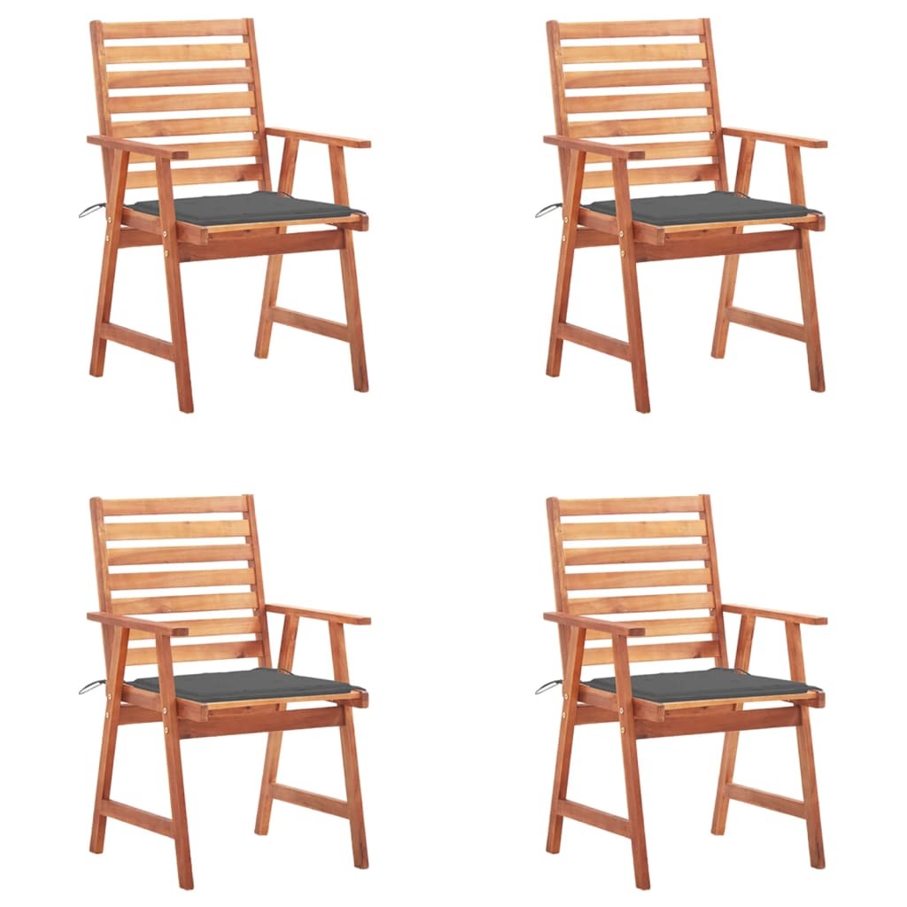 Patio Dining Chairs 4 pcs with Cushions Solid Acacia Wood