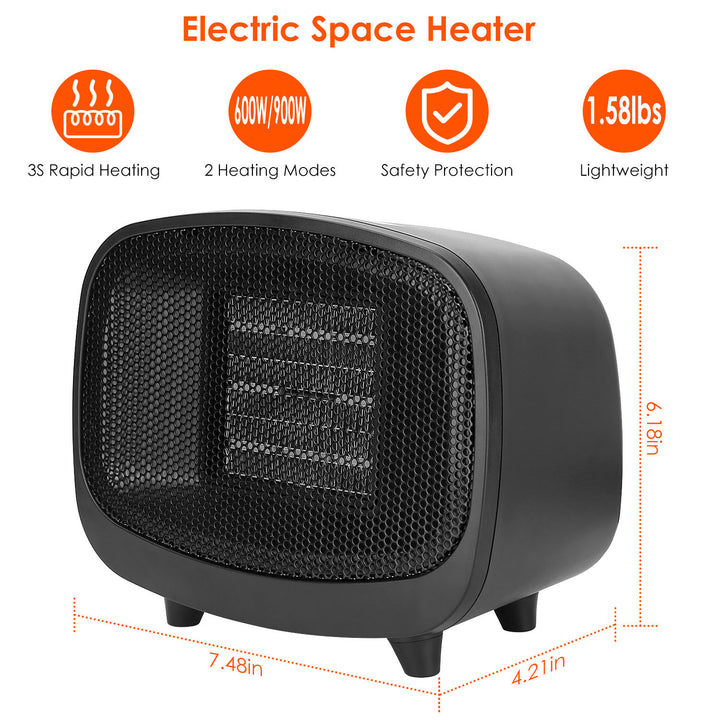 Small Electric Space Heater Portable Mini PTC Ceramic Space Heater Fan with Tip-Over