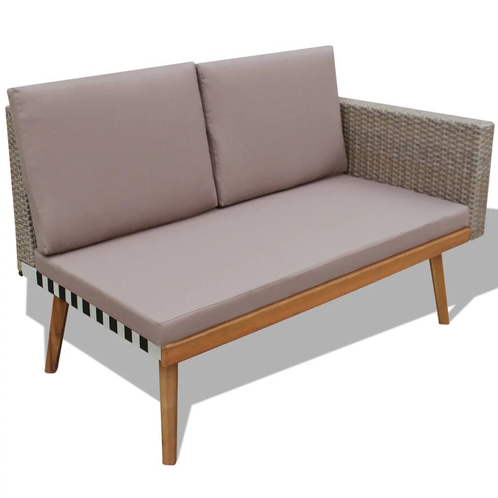 4 Piece Garden Lounge Set with Cushions Poly Rattan Gray