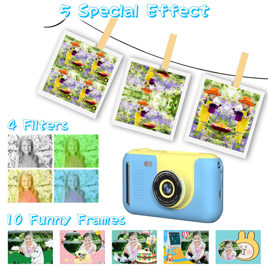 Kids Digital Camera with Flip Lens Children Video Camcorder Christmas Toy Birthday Gifts with Tripod 2.4in Screen 32G MMC Card for 3-10 Year Old Boys Girls