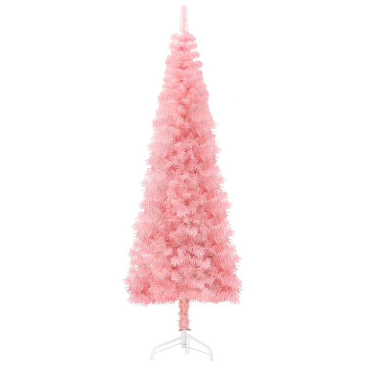 Slim Artificial Half Christmas Tree with Stand Pink 70.9"