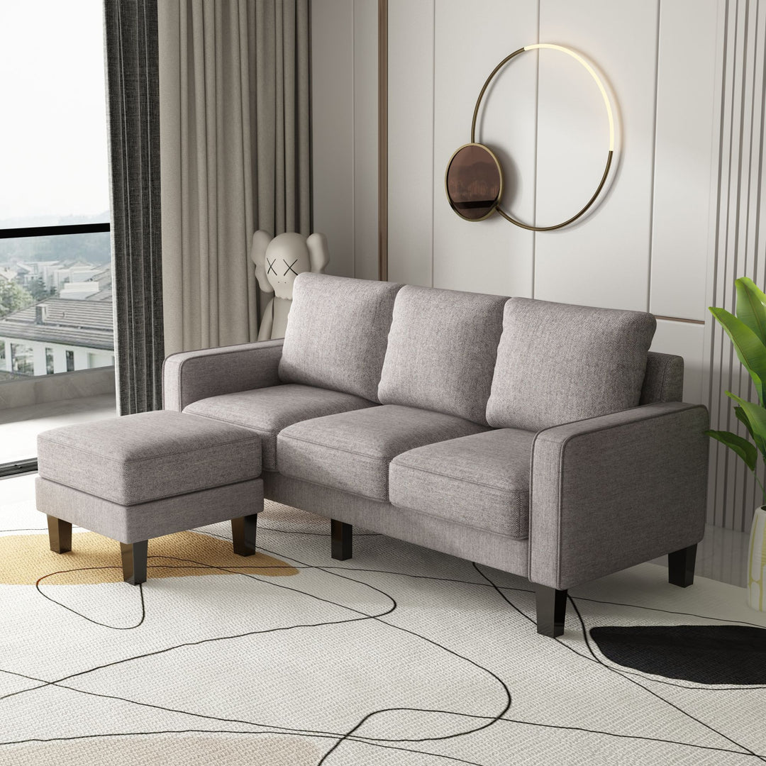 Modern Living Room Furniture L Shape Sofa with Ottoman