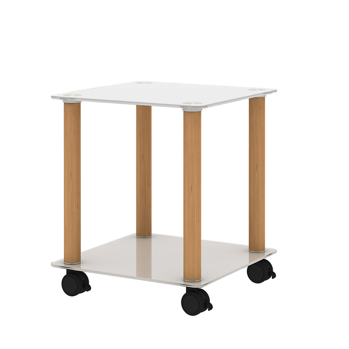 1-Piece 2-Tier Space End Table with Storage Shelves