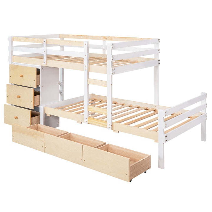 Twin over Twin Loft Bunk Bed with Drawers and Ladder