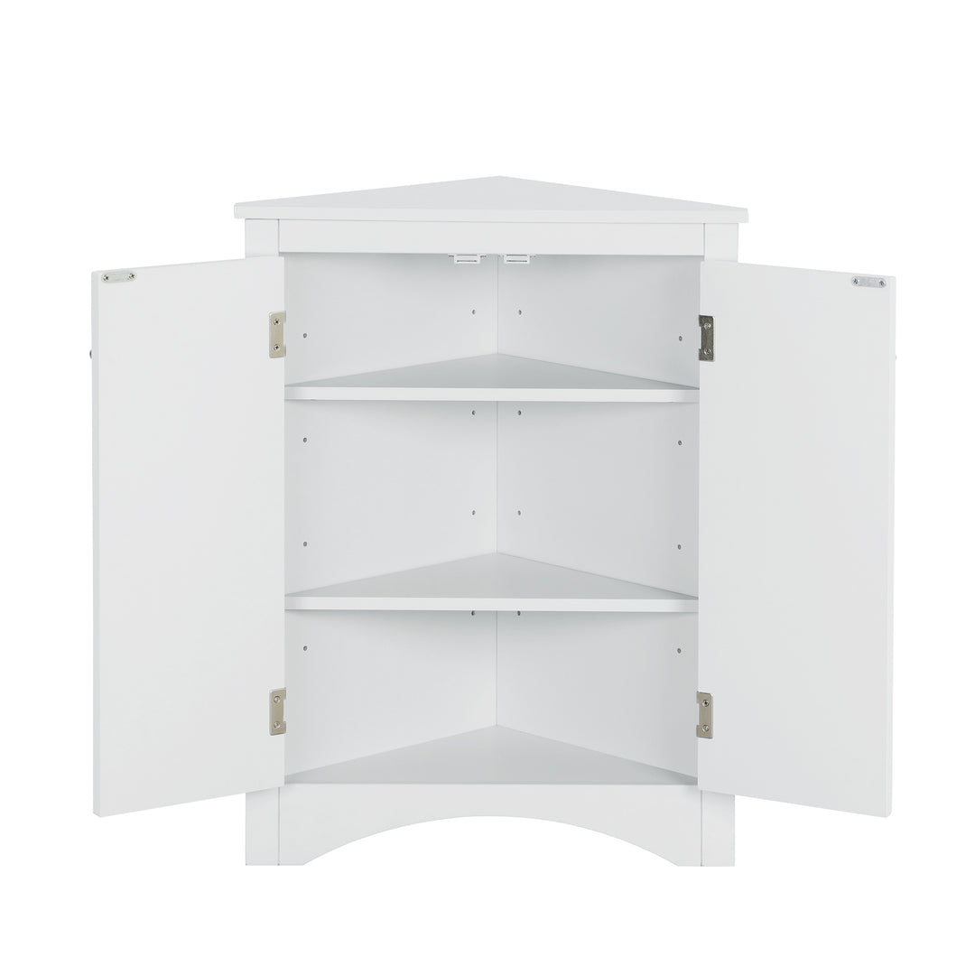 Triangle Bathroom Storage Cabinet with Adjustable Shelves, Freestanding Floor Cabinet