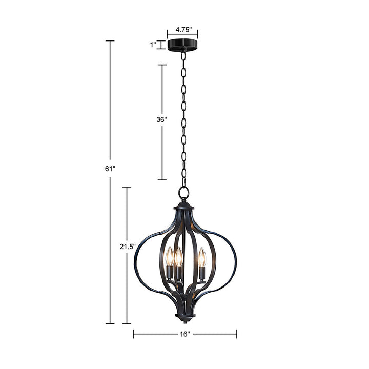 Nava 3-Light Metal Chandelier with Adjustable Chain