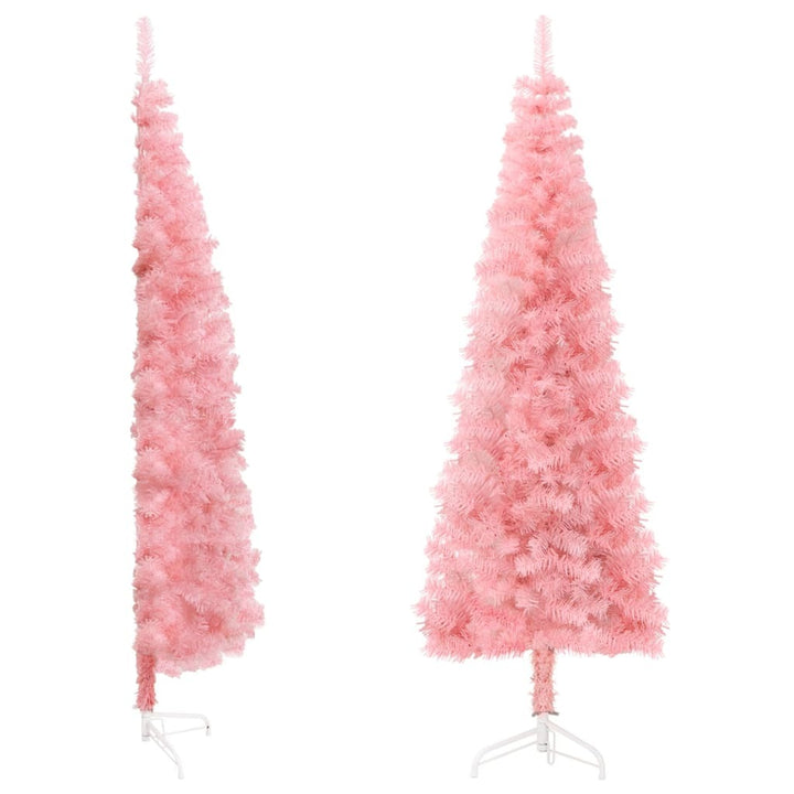 Slim Artificial Half Christmas Tree with Stand Pink 70.9"