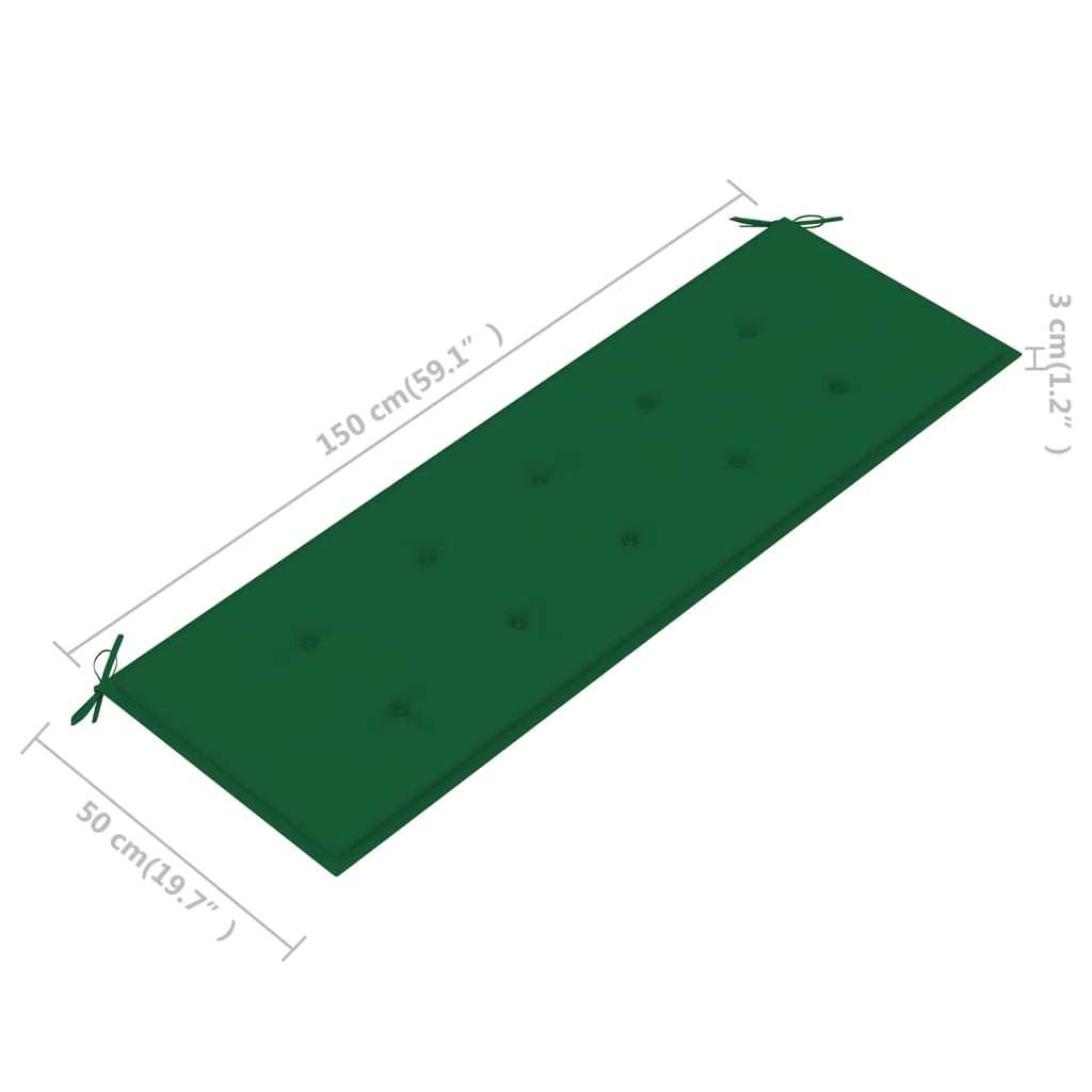 vidaXL Garden Bench Cushion Green 59.1"x19.7"x1.2"