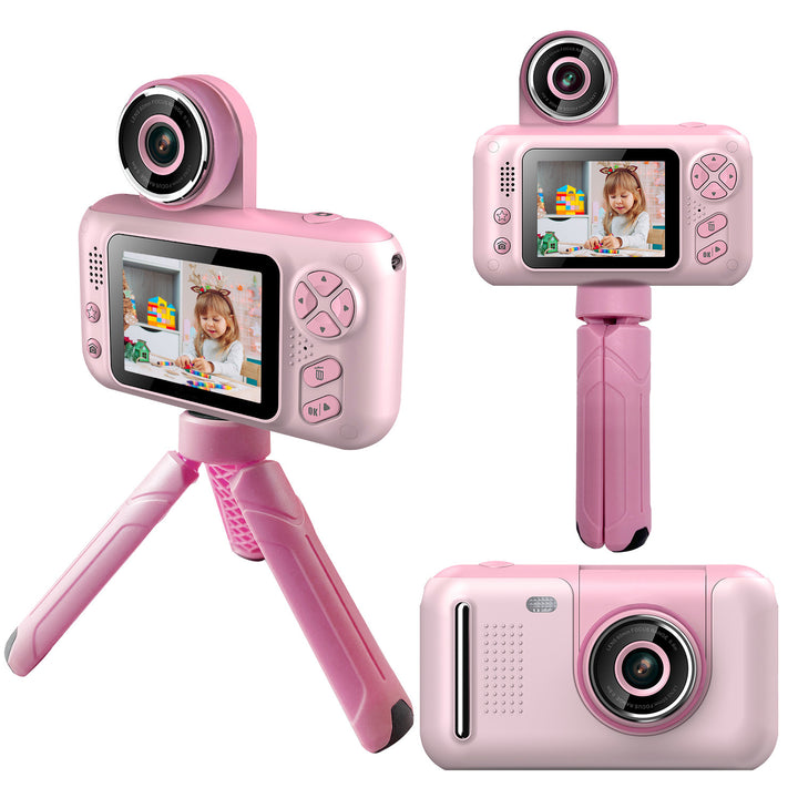 Kids Digital Camera with Flip Lens Children Video Camcorder Christmas Toy Birthday Gifts with Tripod 2.4in Screen 32G MMC Card for 3-10 Year Old Boys Girls