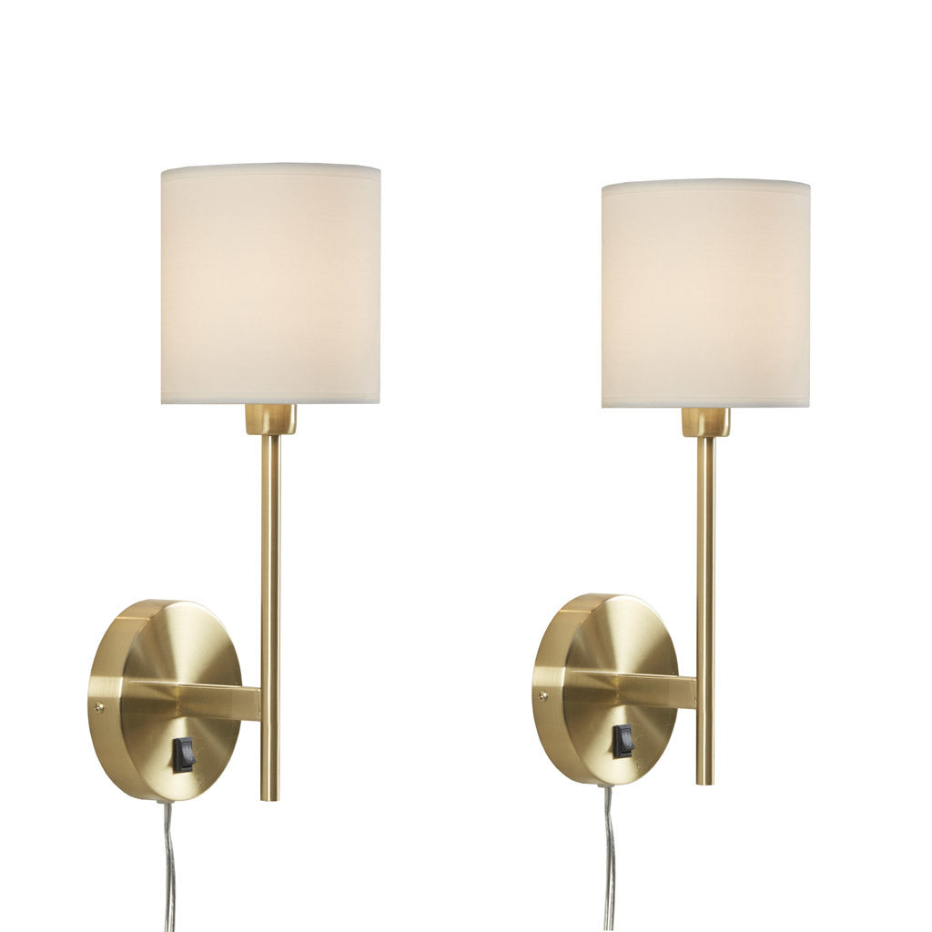 Conway Metal Wall Sconce with Cylinder Shade, Set of 2