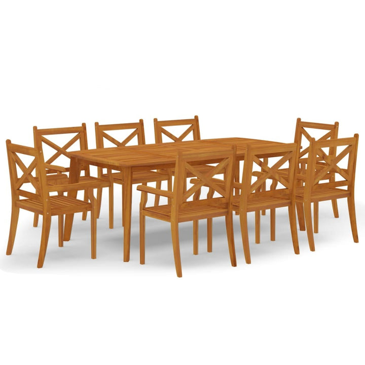 9 Piece Patio Dining Set Solid Wood Acacia