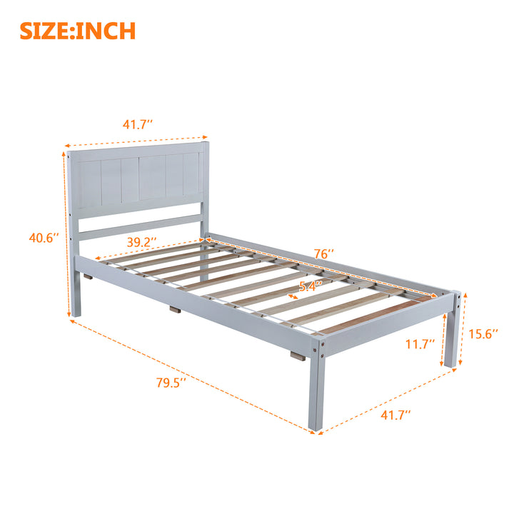 Wood Platform Bed Twin size Platform Bed with Headboard